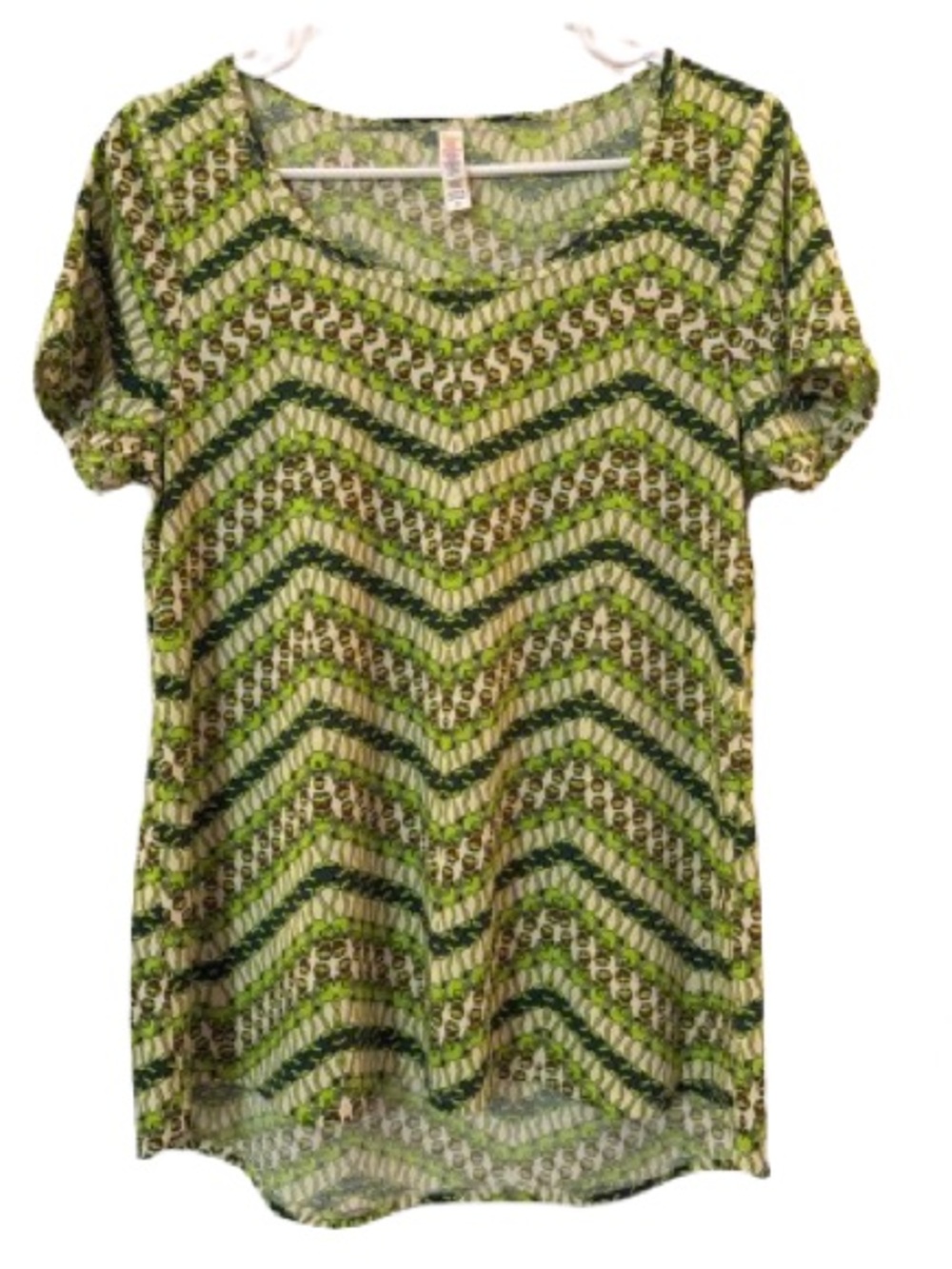 Lularoe Disney Kermit The Frog Classic T-shirt Green Chevron Print Size Med -EUC
